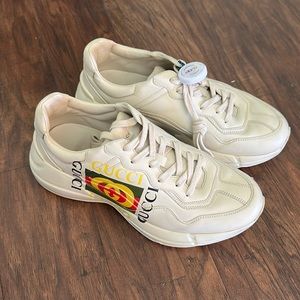 Gucci Rhyton logo ivory men’s shoes size 8